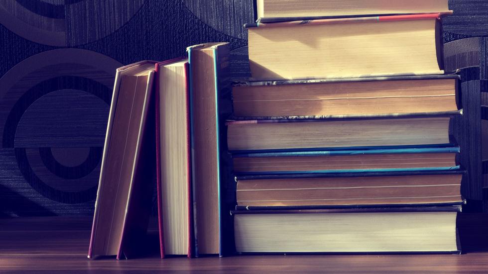 Stack of hardcover books